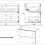 Technische Zeichnung: Germania Waschtischunterschrank Graphit/Grau, Maße und Details.