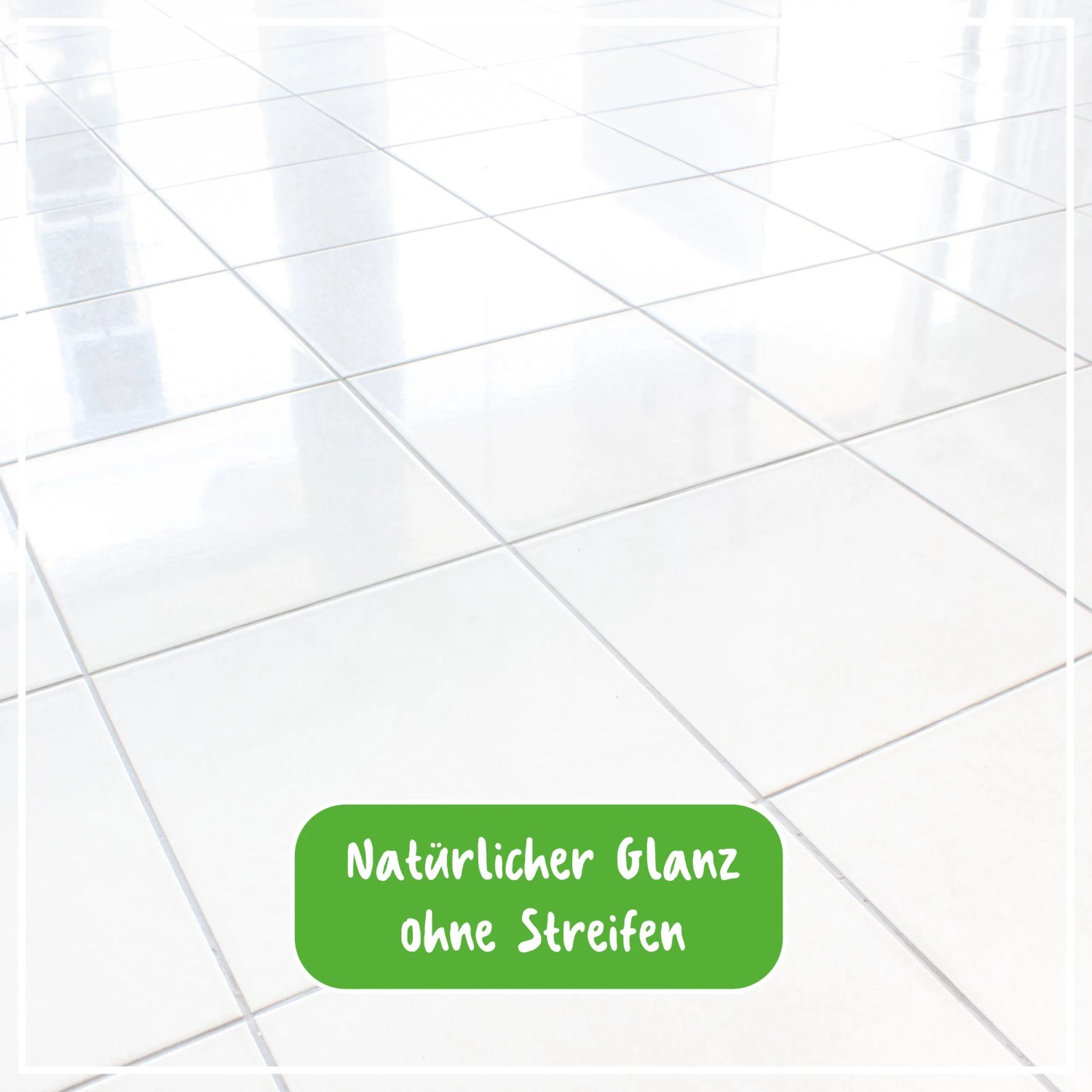 Glänzende, saubere Fliesen nach der Reinigung mit Poliboy Feuchttüchern.