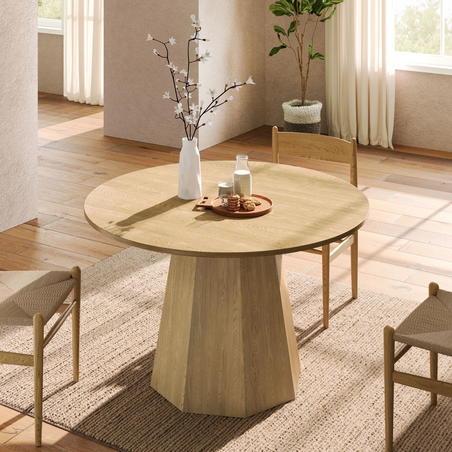 okwish Esstisch Klassisch/Rund für 4-6 Personen Wohnzimmertisch 120 x 120 cm Natur kaufen bei OBI