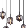 Globo Pendelleuchte Blacky, 6-flammig, Schwarz, Rauchglas. Moderne Hängelampe für Wohnräume.
