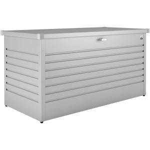 Biohort Freizeitbox 160 High, silber-metallic, zur Aufbewahrung von Gartenutensilien.