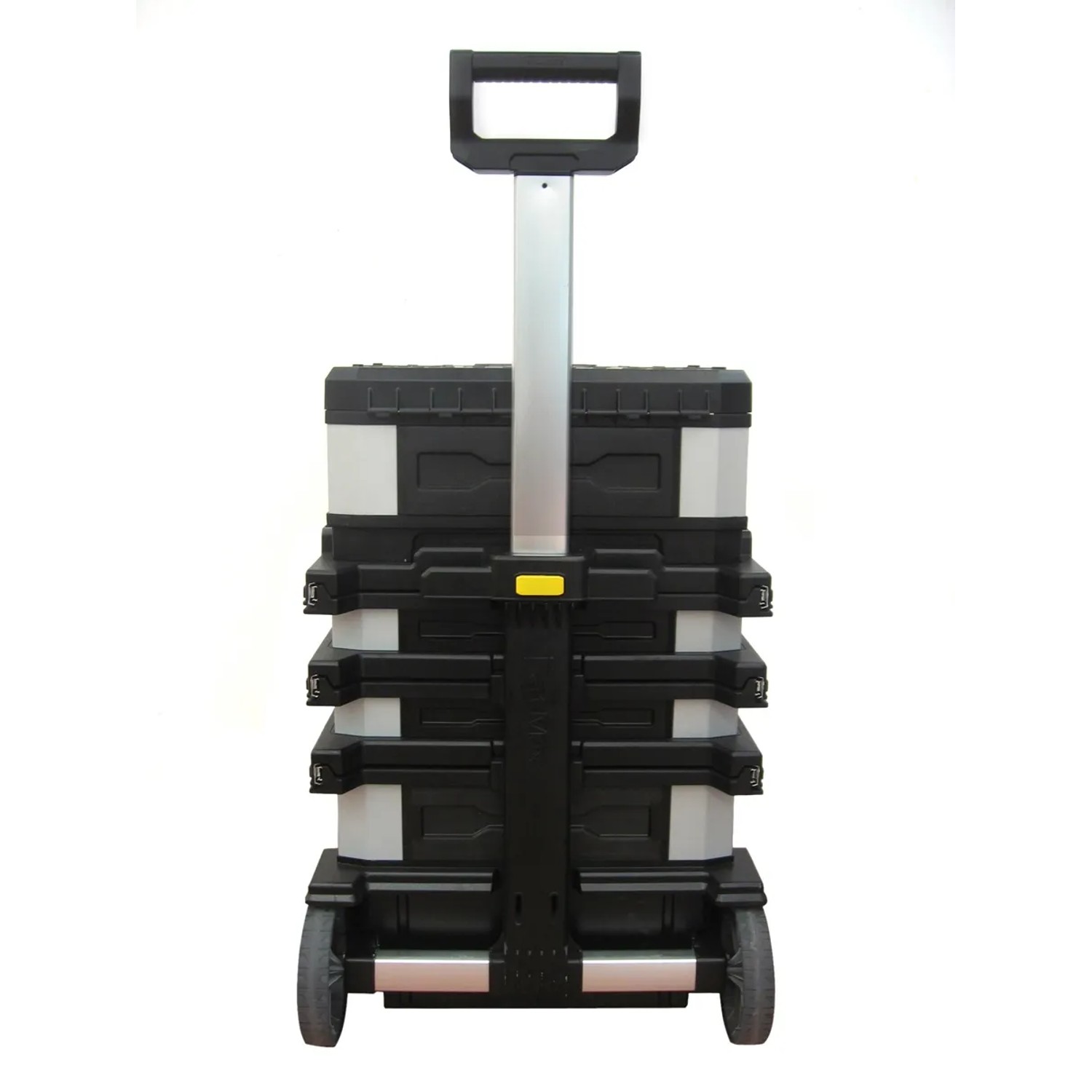 Stanley FatMax Werkstattwagen rollend, mit Schubladen, Werkzeugbox und Teleskopgriff.