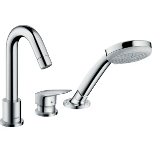 Hansgrohe Logis 3-Loch Wannenarmatur mit Handbrause, Chrom.