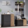 okwish Schuhschrank Set mit Spiegel Garderobe Flur 85x36x85cm Schwarz_4