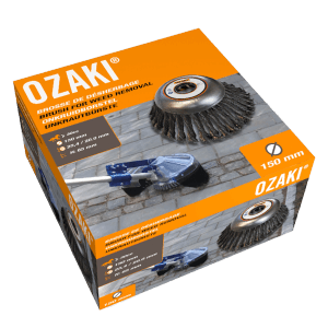 Ozaki Unkrautbürste, Ø 150mm, 45° Winkel, Metallborsten für Motorsensen. Gartenhandgerät.