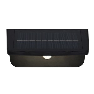 Schwarze, matte Reality LED Solar-Wandleuchte Atico mit Bewegungsmelder für den Außenbereich.