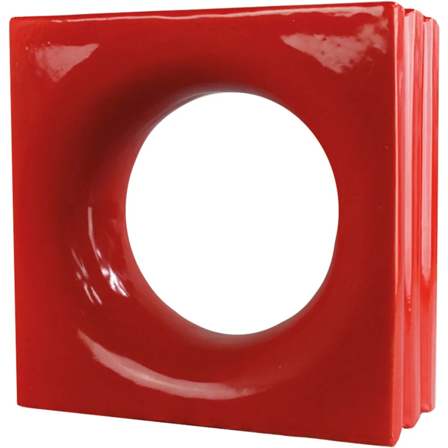 Roter Keramikstein Loop, Style'n Art Deko, 19x19x8 cm, für den Innenbereich.