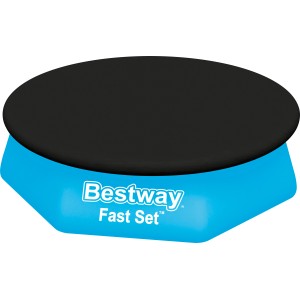 Bestway Flowclear Poolabdeckung, schwarz, Ø 244 cm. PVC Pool Abdeckplane für Fast Set Pools.