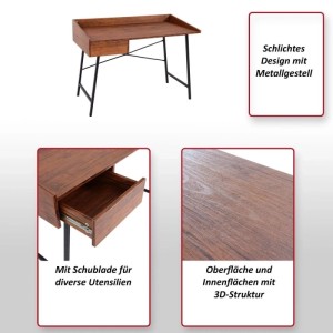 MCW Schreibtisch J97 in Eiche-Optik mit Schublade und schwarzem Metallgestell.