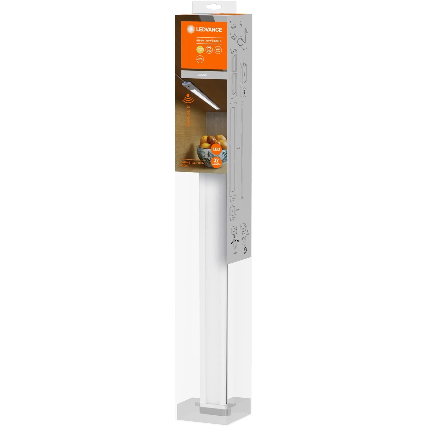 Ledvance LED-Unterbauleuchte Cabinet Slim 50cm, weiße Niedervoltleuchte mit Bewegungssensor.