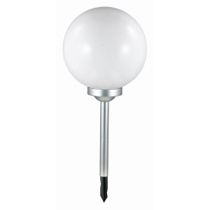 Weiße Solarleuchte Bojano mit Erdspieß, Ø 25 cm. LED-Kugel für den Garten.