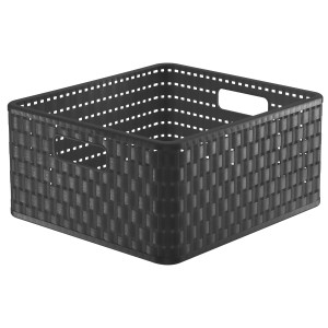 Quadratischer Rotho Korb Country in Anthrazit, 14 l. Aufbewahrungsbox im Flecht-Design mit Tragegriffen.