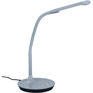 Graue LED-Touch-Tischleuchte Polo von Trio, Schreibtischlampe mit flexiblem Arm.