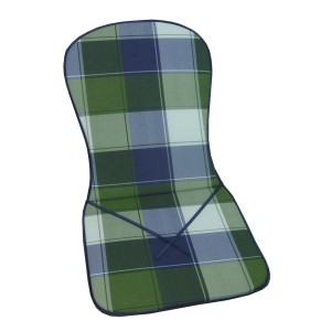 Monoblock Hochlehner Auflage Guam mit grün-blauem Karomuster für Gartenstühle.