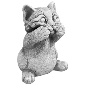 Patiniertes Kätzchen aus Kunststein (15 cm) für die Gartendeko.