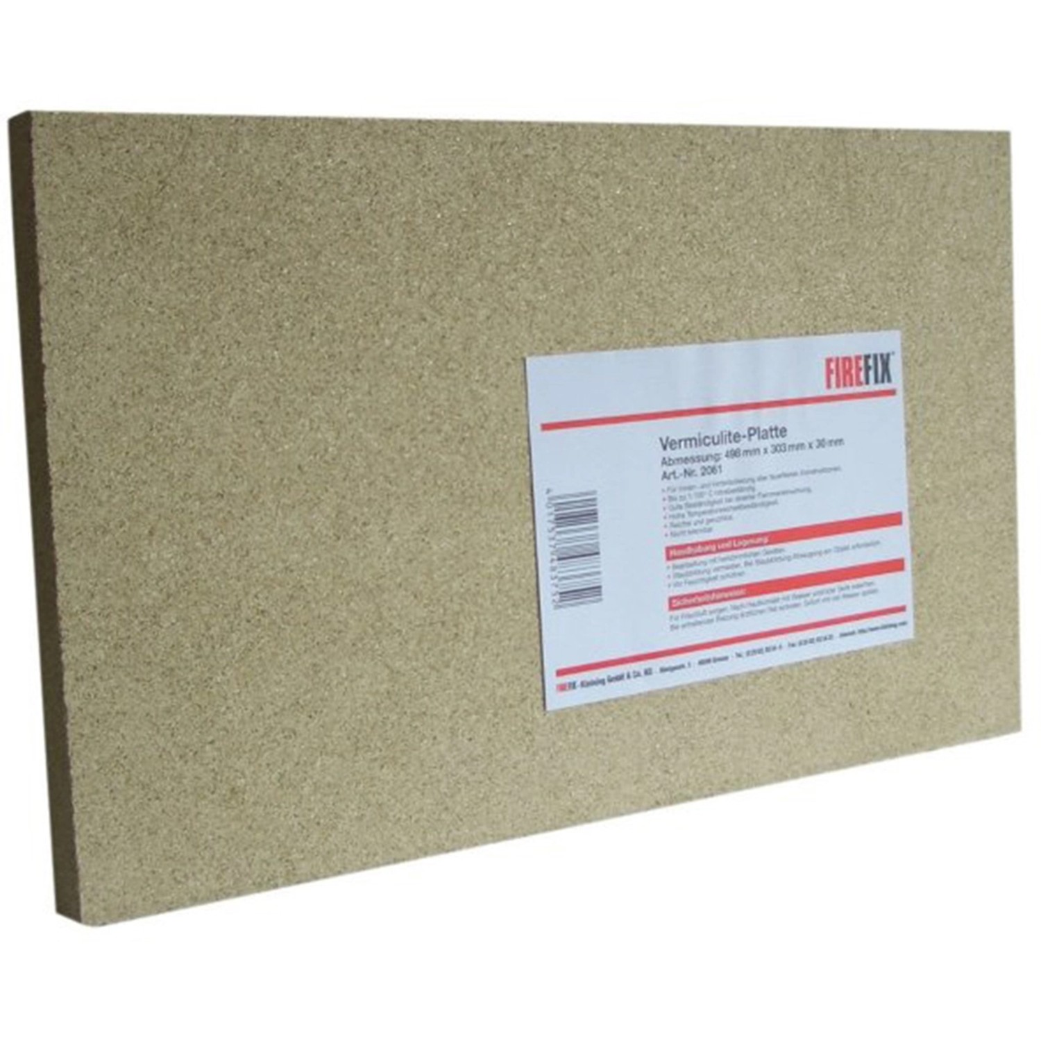 Firefix Vermiculite Platte für Kamin & Ofen, 498x303x30mm, Zubehör