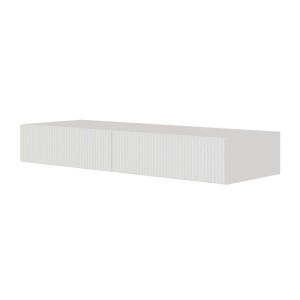 Weißer Selsey Veldio Wand-Schminktisch 110 cm mit zwei Schubladen und eleganter Lamellenfront.