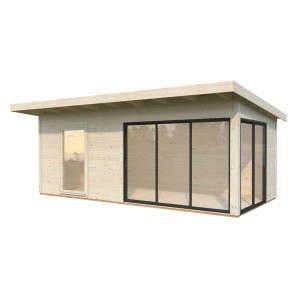 Palmako Gartenhaus Andrea Slide, naturbelassen, mit Schiebetüren und Fenster. Holz-Gartenhaus aus Fichte.