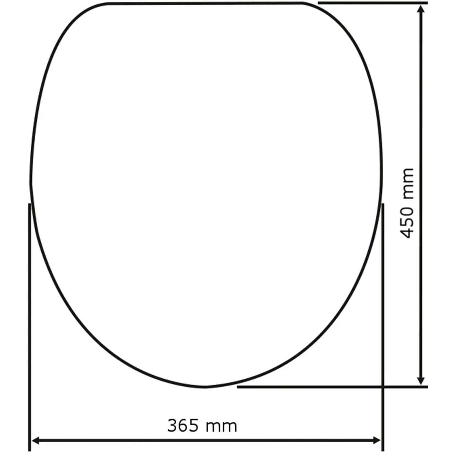 Technische Zeichnung WC-Sitz Muschel 3D von Wenko mit Maßangaben.