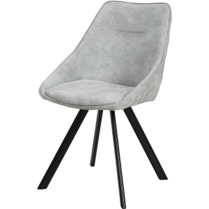 Kayoom Polsterstuhl Cowboy 110, 2er-Set, grau mit schwarzen Metallbeinen.