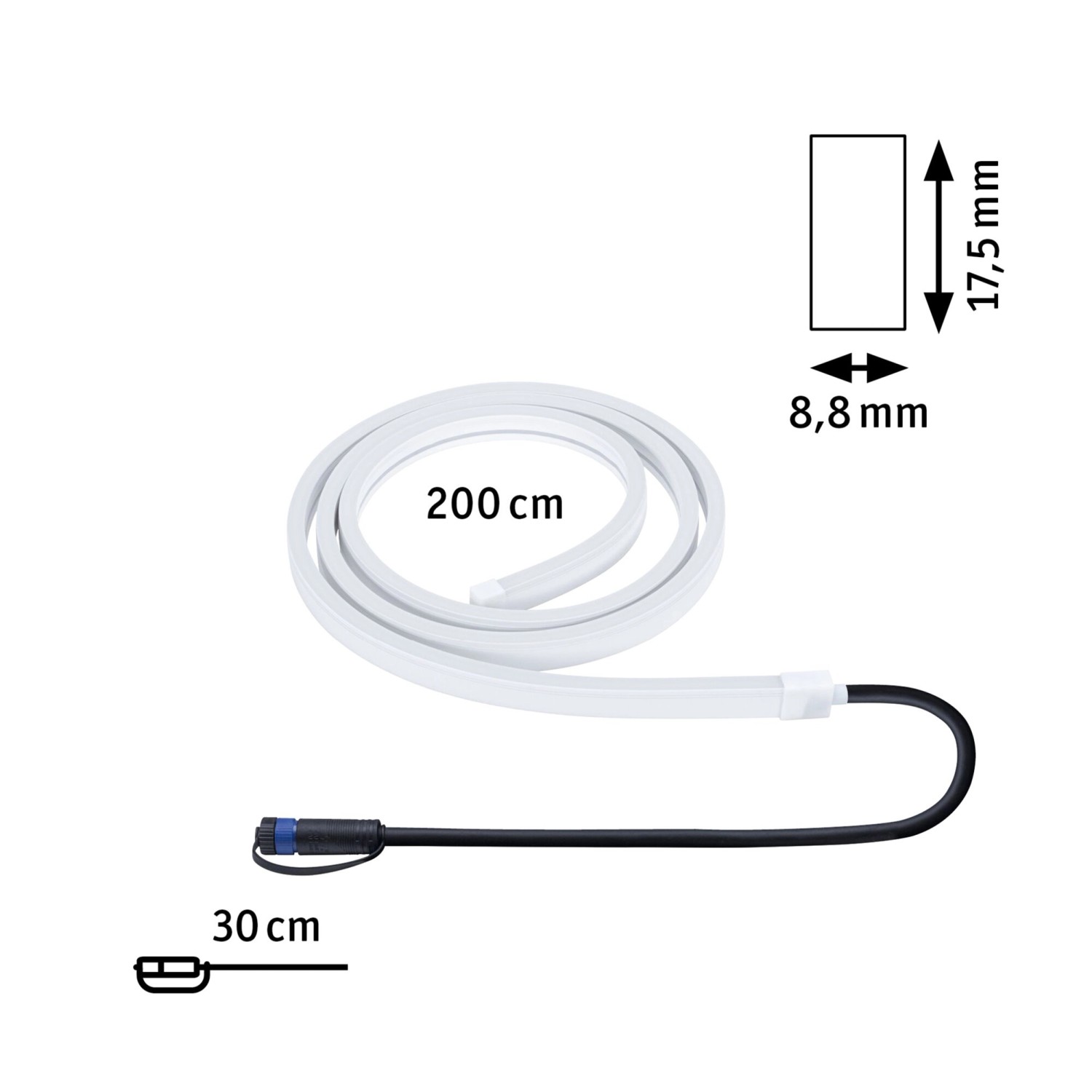 Paulmann LED-Stripe Plug & Shine Smooth, 2m, weiß, für Außenbeleuchtungssysteme.