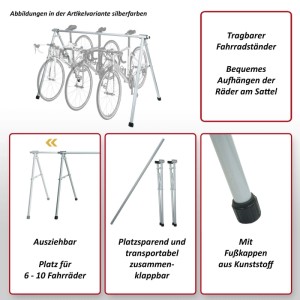 MCW Fahrrad-Sattelständer K39, silberfarben, ausziehbar für 6-10 Fahrräder.