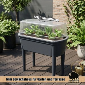 BigDean Hochbeet Frühbeet Mit Abnehmbaren Beinen Und Deckel Frühbeet Für Garten Und Balkon Aus Robustem Kunststoff Anthrazit Wetterfest 78 X