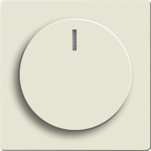 Busch-Jaeger Zentralscheibe Solo in Elfenbeinweiß für Dimmer mit Drehknopf und Glimmlampe.