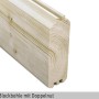 Detailaufnahme einer 45 mm Blockbohle mit Doppelnut für Skan Holz Gartenhaus Bern 4.