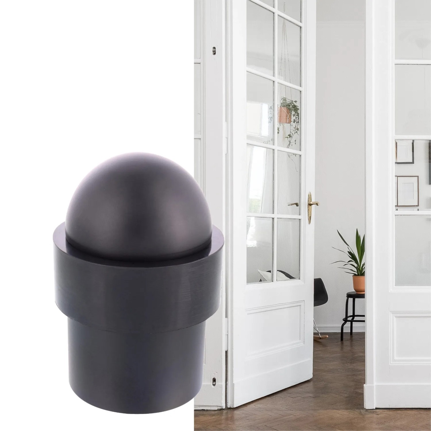 Wagner Bodentürstopper Dom, Ø 35 mm, schwarz matt, Metall. Türstopper für den Boden.