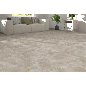 Beige Bodenfliese Tevere von Ceramiche Serra, Steingut, 34x34 cm, in Marmoroptik im Wohnraum.