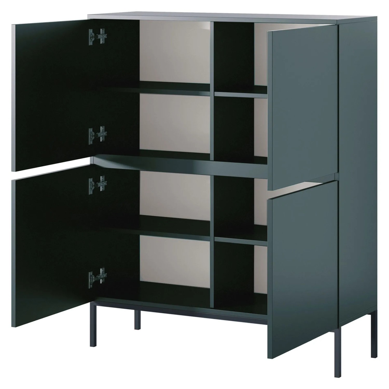 Selsey Highboard Bemmi 100 cm Hoch Dunkelgrün mit Schwarzen Beinen_4
