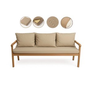 Beiges Setgarden Bankkissen-Set für 3-Sitzer Gartenbank, 160x50 cm + 3 Rückenkissen.