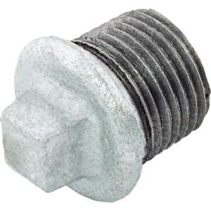 Verzinkter Stopfen 21 mm (R 1/2) aus Temperguss für Fittings.