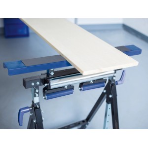 LUX 4-in-1 Arbeitsbock aus Stahl mit Holzplatte, höhenverstellbar und klappbar.