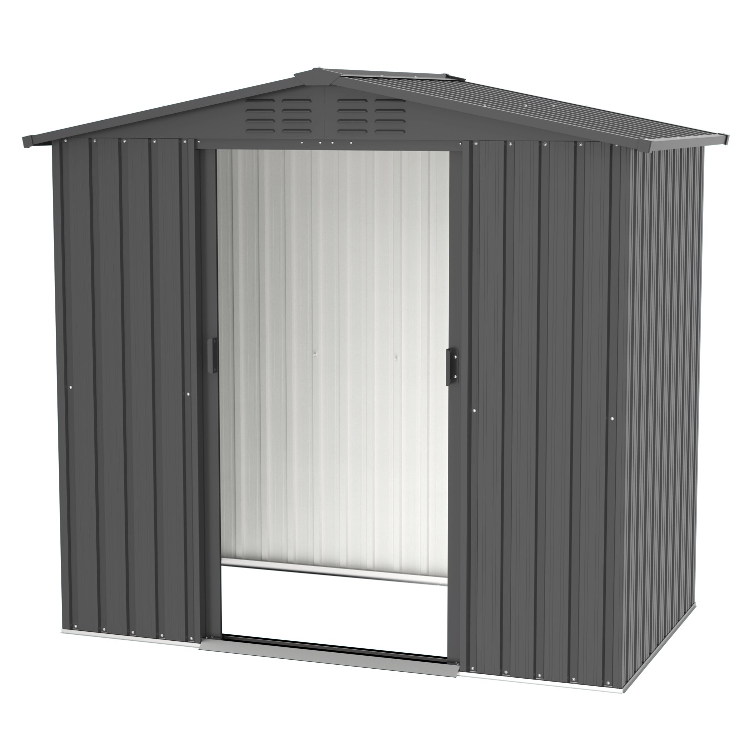 Tepro Metall Gerätehaus Flex Shed Medium in Anthrazit mit Schiebetüren und Belüftung.