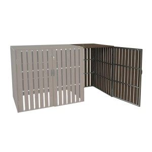 MCW Mülltonnenbox Erweiterung J28, braun, 115x66x76cm, aus WPC und Stahl, zur Erweiterung einer Mülltonnenbox.