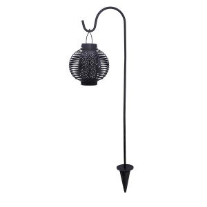 Braune Näve LED Solarleuchte Lampion mit Erdspieß, Ø 14,5 cm, 78 cm hoch. Dekorative Gartenbeleuchtung.