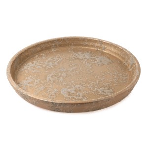 Weihnachts-Deko Teller aus Keramik Rund Ø 40 cm Gold