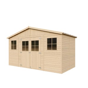 Timbela Gartenhaus Holz M332+M332G 7,98 m² mit Fenstern und Boden