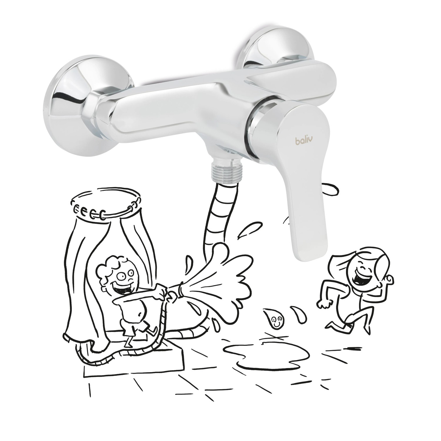 baliv Duscharmatur DU-5750 Chrom mit Comic-Illustration für Badespaß.
