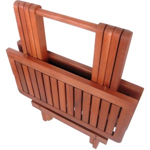 Zusammengeklappter, quadratischer Garden Pleasure Klapptisch Los Angeles aus Holz in Natur, 50x50 cm.