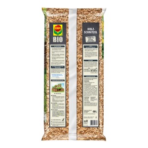 Sack Compo Bio Holzschnitzel, 2160 l (36 x 60 l) auf Palette, zur Bodenabdeckung und als Mulch.