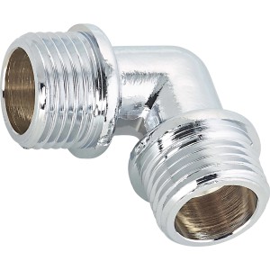 Verchromter Gewinde-Winkel (R 1/2, 21 mm) aus Messing für Gewindefittings.