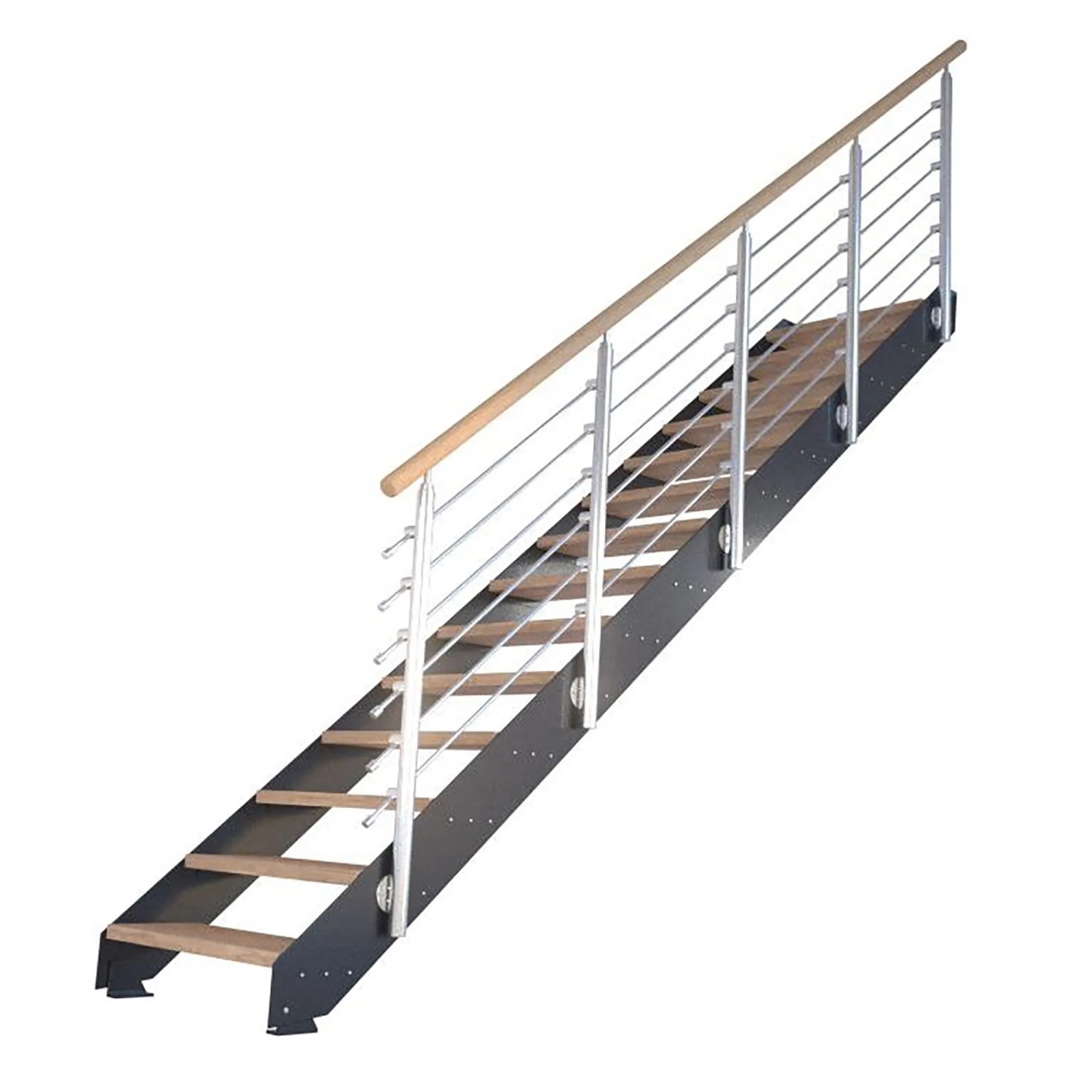Treppe Kos 13 Stufen Eiche Rustik Geölt 107 cm Design-Geländer Anthrazit FSC®_2