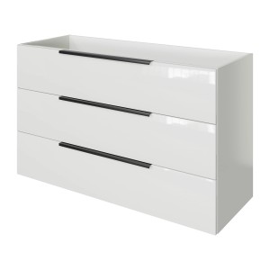 Pelipal Waschbeckenunterschrank Quantum 07, schneeweiß glänzend, 120 cm breit mit 3 Auszügen.