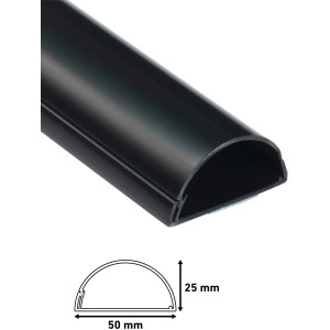 Schwarzer D-Line Kabelkanal, 50x25 mm, 1,5 m, zur dezenten Kabelverlegung.