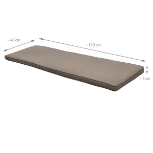 Beautissu Loft BK Bankkissen, 120x48x5cm, in Taupe. Weiche Gartenbankauflage mit abnehmbarem Bezug.