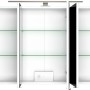 Weißer Held Möbel 3D-Spiegelschrank Monza, 100 cm breit, mit LED-Leuchte und Glasböden.