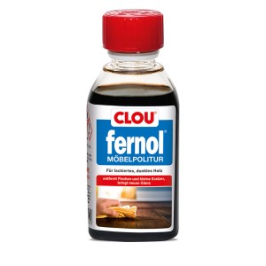 Clou Fernol Möbelpolitur Dunkel, 150ml Flasche. Holzpflege für dunkle Möbel.
